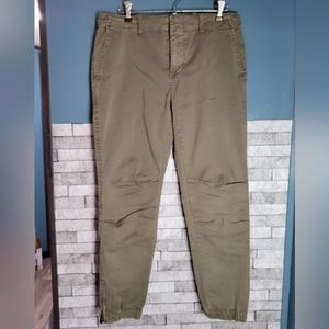Stonefield Sinclair Olive Denim Jogger‎ Pant Zip Ankle Size 30x27